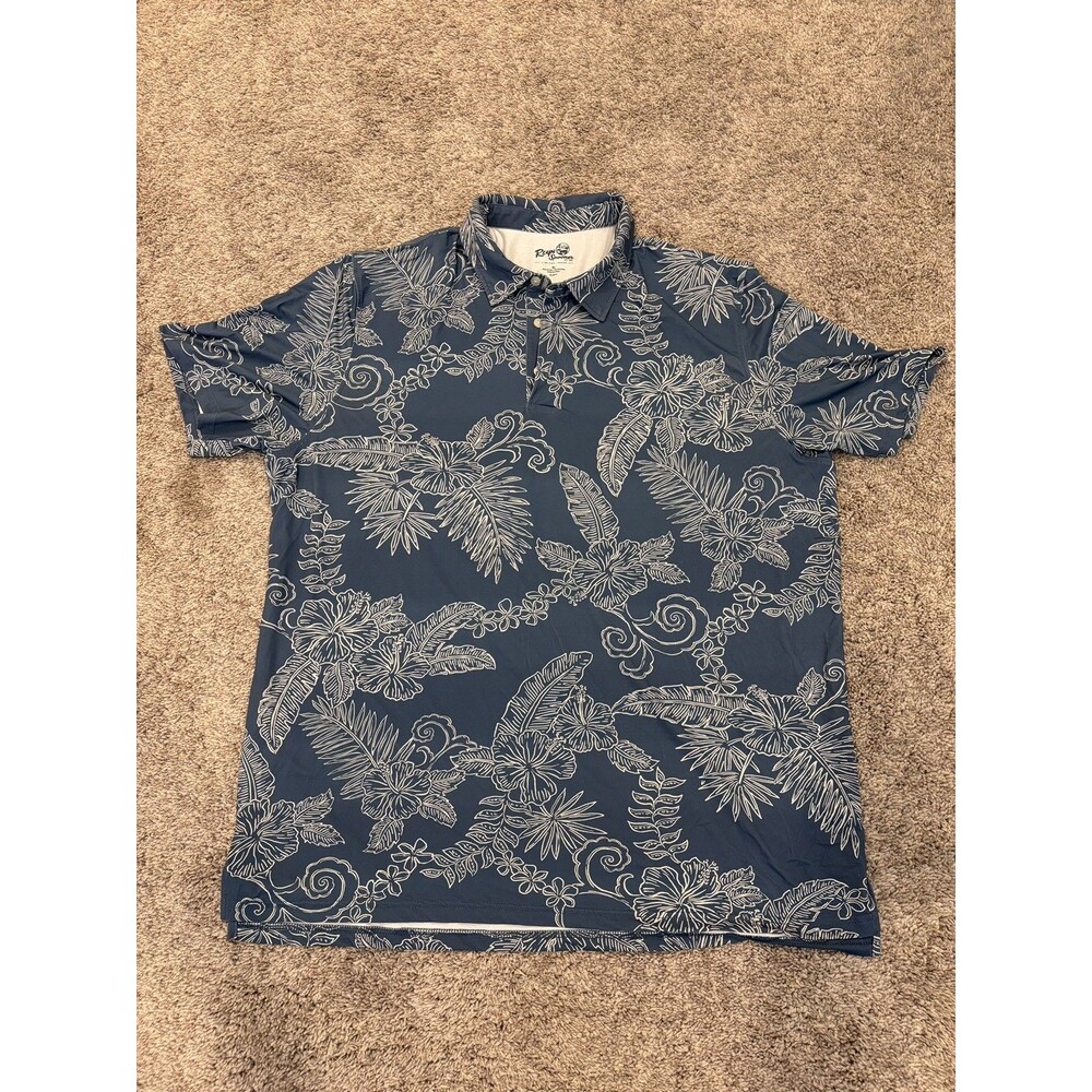 Reyn Spooner Polo Men's XL Performance Stretch Floral Print Golf Limited Issue